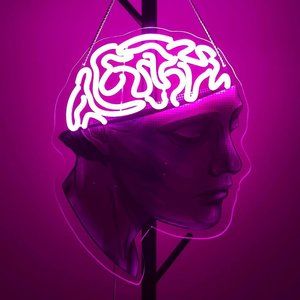 Neon Pink Brain Neuroscience Nerdy Light Room Science Lab Psychology LED Decor